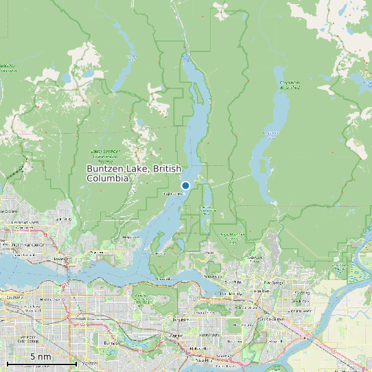 Map of Buntzen Lake, British Columbia Tide Prediction Station