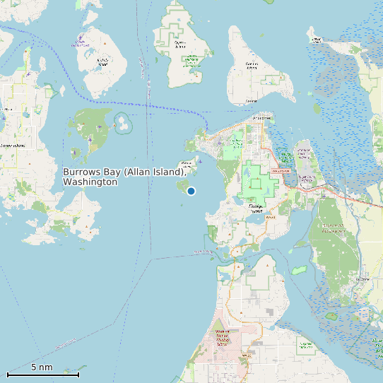 Map of Burrows Bay (Allan Island), Washington Tide Prediction Station