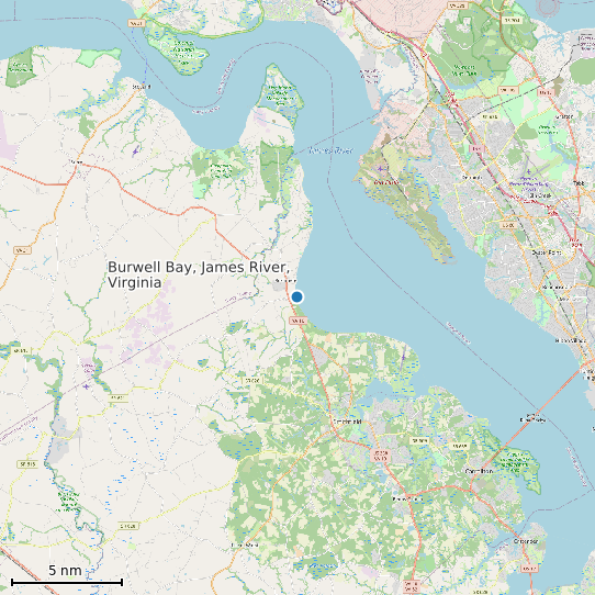 Map of Burwell Bay, James River, Virginia Tide Prediction Station