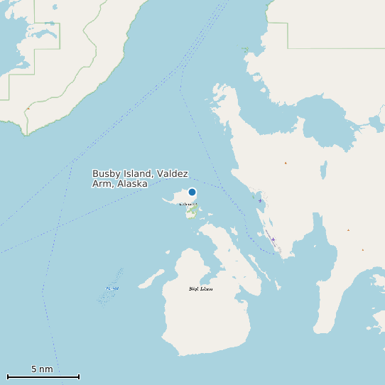 Map of Busby Island, Valdez Arm, Alaska Tide Prediction Station
