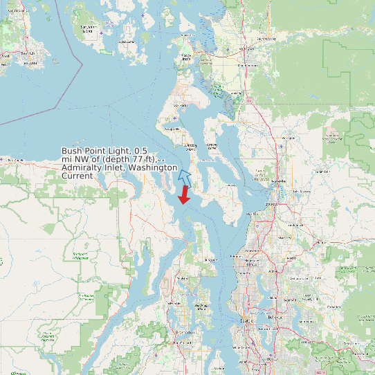 Map of Bush Point Light, 0.5 mi NW of (depth 77 ft), Admiralty Inlet, Washington Current Prediction Station