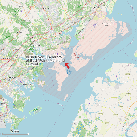Map of Bush River, 0.4 mi SW of Bush Point, Maryland Current Prediction Station