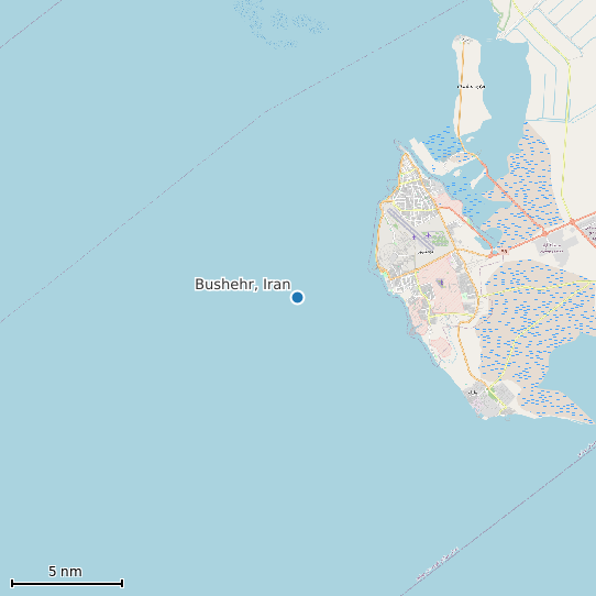 Map of Bushehr, Iran Tide Prediction Station