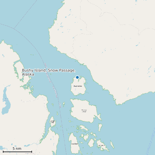 Map of Bushy Island, Snow Passage, Alaska Tide Prediction Station