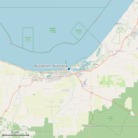 Map of Busselton, Australia Tide Prediction Station