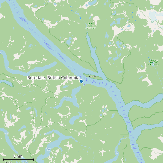 Map of Butedale, British Columbia Tide Prediction Station