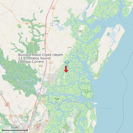 Map of Buzzard Roost Creek (depth 13 ft), Doboy Sound, Georgia Current Prediction Station