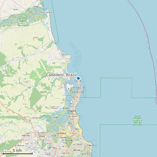Map of Cabedelo, Brazil Tide Prediction Station