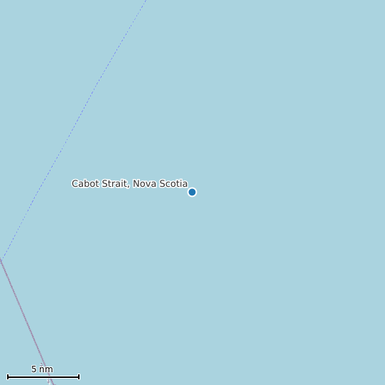 Map of Cabot Strait, Nova Scotia Tide Prediction Station