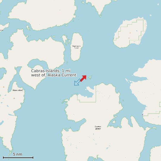 Map of Cabras Islands, 1 mi west of, Alaska Current Prediction Station