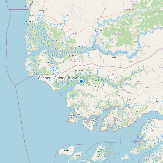 Map of Cacheu, Guinea-Bissau Tide Prediction Station