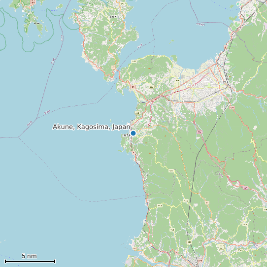 Map of Akune, Kagosima, Japan Tide Prediction Station