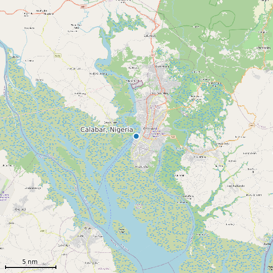 Map of Calabar, Nigeria Tide Prediction Station