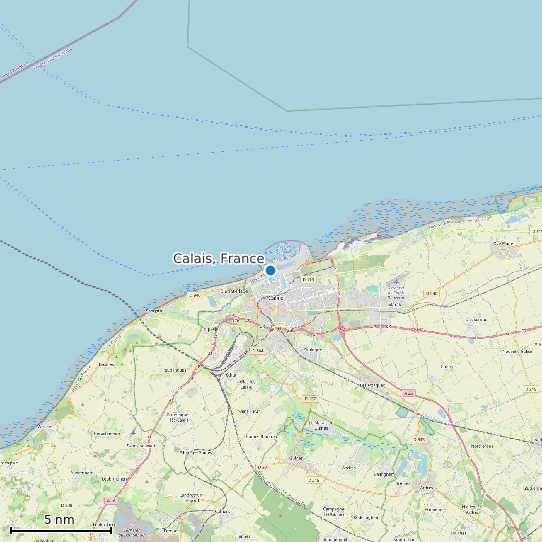 Map of Calais, France Tide Prediction Station