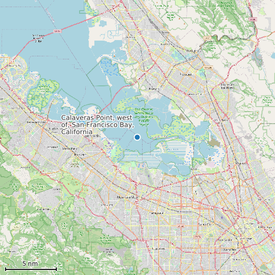 Map of Calaveras Point, west of, San Francisco Bay, California Tide Prediction Station