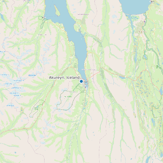 Map of Akureyri, Iceland Tide Prediction Station