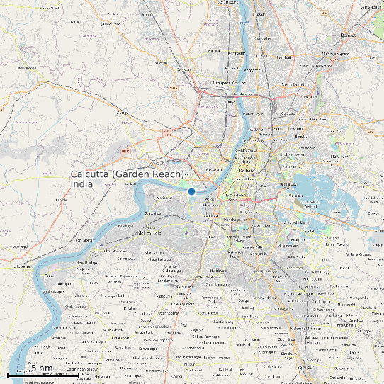 Map of Calcutta (Garden Reach), India Tide Prediction Station