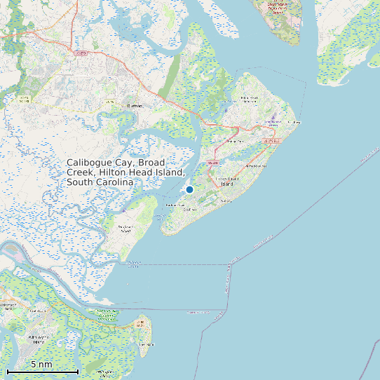Map of Calibogue Cay, Broad Creek, Hilton Head Island, South Carolina Tide Prediction Station
