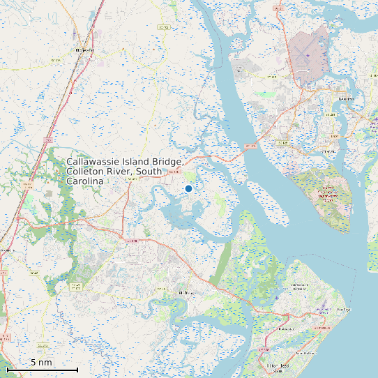 Map of Callawassie Island Bridge, Colleton River, South Carolina Tide Prediction Station