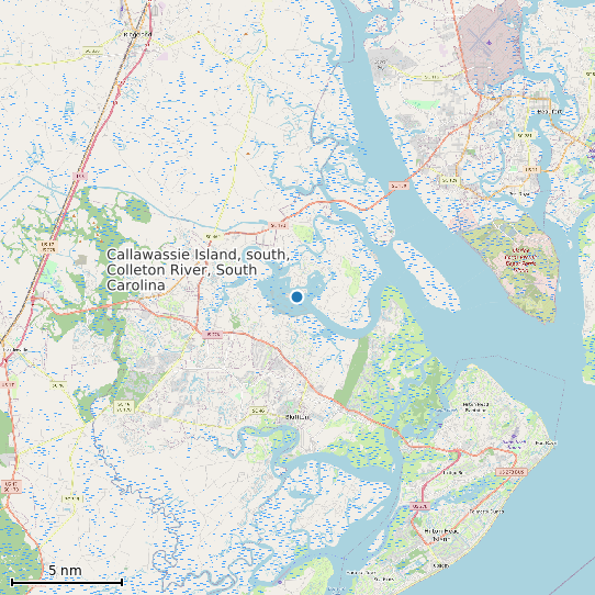 Map of Callawassie Island, south, Colleton River, South Carolina Tide Prediction Station