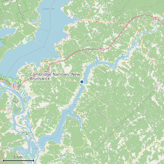 Map of Cambridge Narrows, New Brunswick Tide Prediction Station