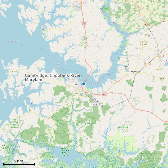 Map of Cambridge, Choptank River, Maryland Tide Prediction Station