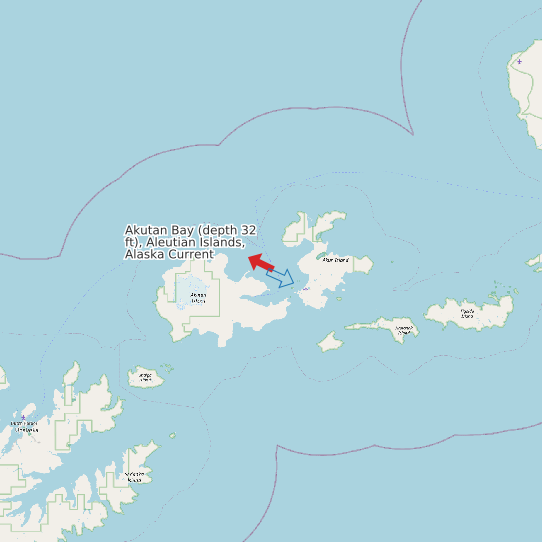 Map of Akutan Bay (depth 32 ft), Aleutian Islands, Alaska Current Prediction Station