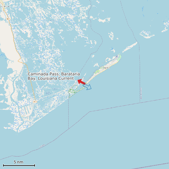 Map of Caminada Pass, Barataria Bay, Louisiana Current Prediction Station