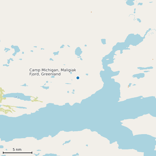 Map of Camp Michigan, Maligiak Fjord, Greenland Tide Prediction Station