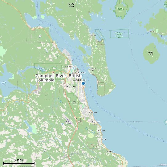 Map of Campbell River, British Columbia Tide Prediction Station