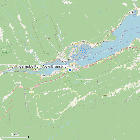 Map of Campbellton, New Brunswick Tide Prediction Station