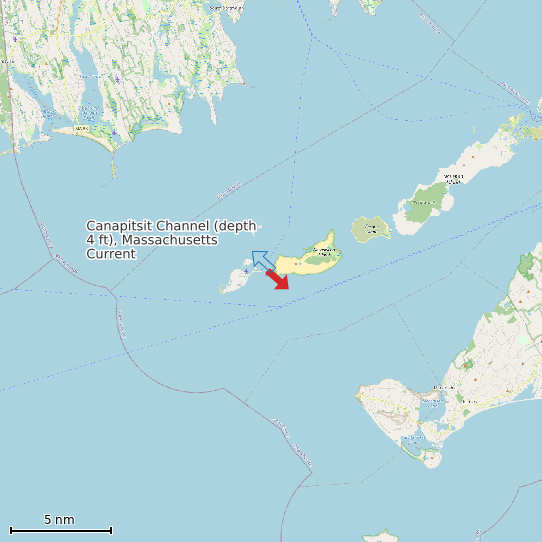 Map of Canapitsit Channel (depth 4 ft), Massachusetts Current Prediction Station