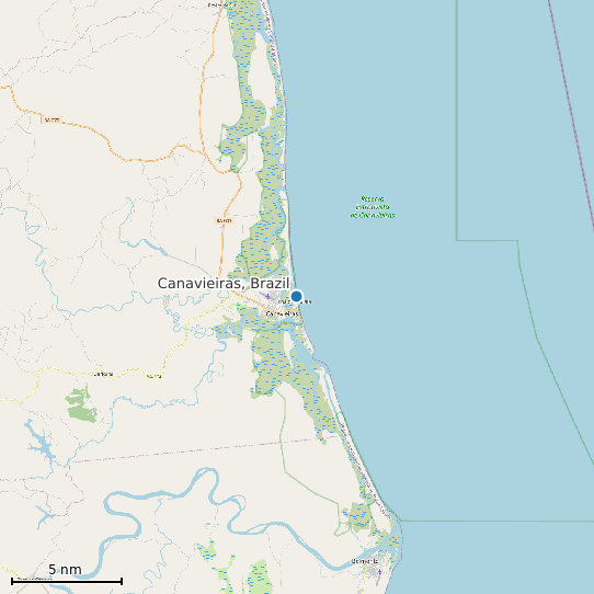 Map of Canavieiras, Brazil Tide Prediction Station