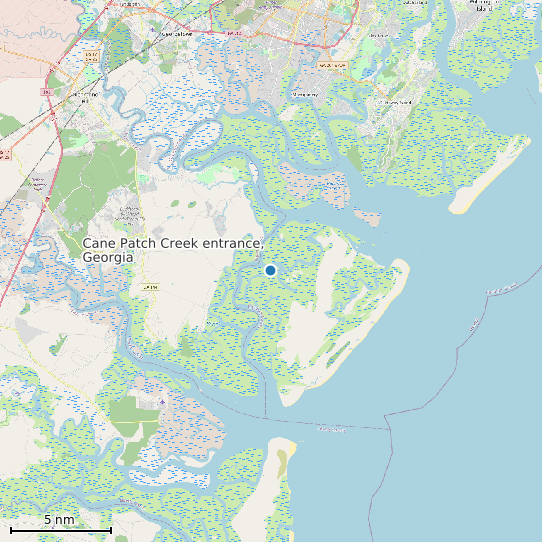Map of Cane Patch Creek entrance, Georgia Tide Prediction Station