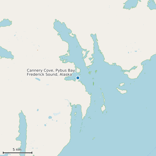 Map of Cannery Cove, Pybus Bay, Frederick Sound, Alaska Tide Prediction Station