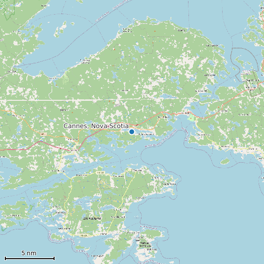 Map of Cannes, Nova Scotia Tide Prediction Station