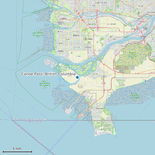 Map of Canoe Pass, British Columbia Tide Prediction Station