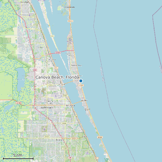 Map of Canova Beach, Florida Tide Prediction Station