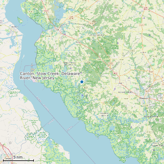 Map of Canton, Stow Creek, Delaware River, New Jersey Tide Prediction Station