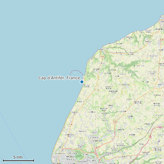 Map of Cap d'Antifer, France Tide Prediction Station