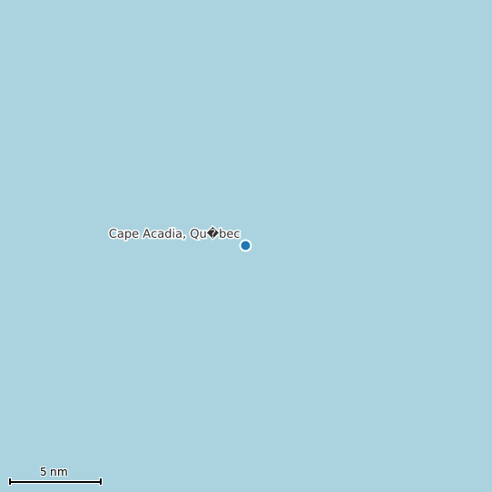 Map of Cape Acadia, Qu�bec Tide Prediction Station
