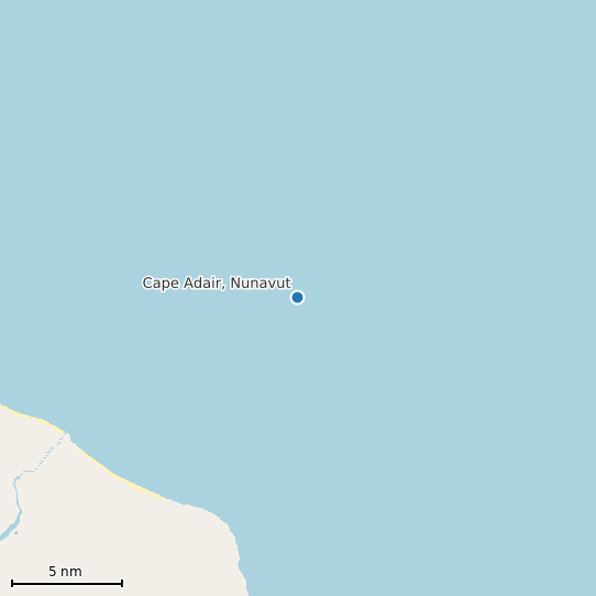 Map of Cape Adair, Nunavut Tide Prediction Station