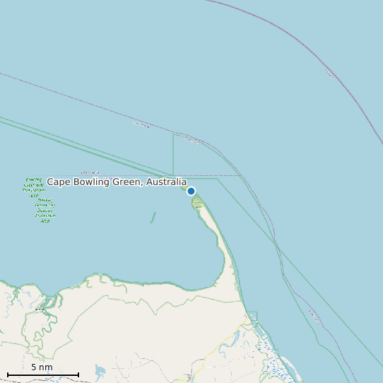Map of Cape Bowling Green, Australia Tide Prediction Station