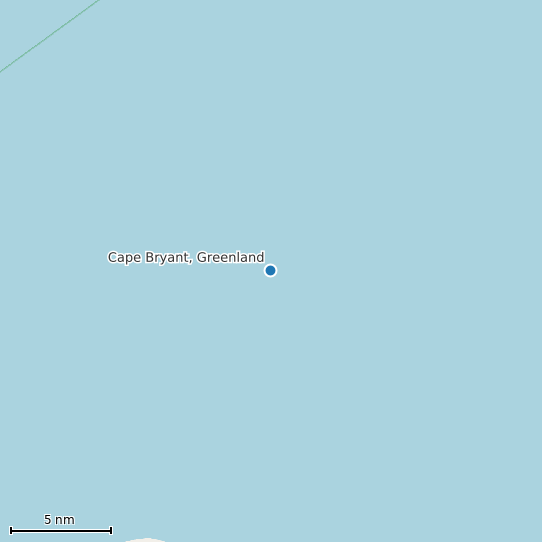 Map of Cape Bryant, Greenland Tide Prediction Station