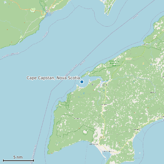 Map of Cape Capstan, Nova Scotia Tide Prediction Station