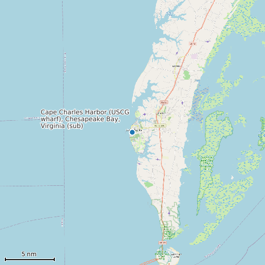 Map of Cape Charles Harbor (USCG wharf), Chesapeake Bay, Virginia (sub) Tide Prediction Station