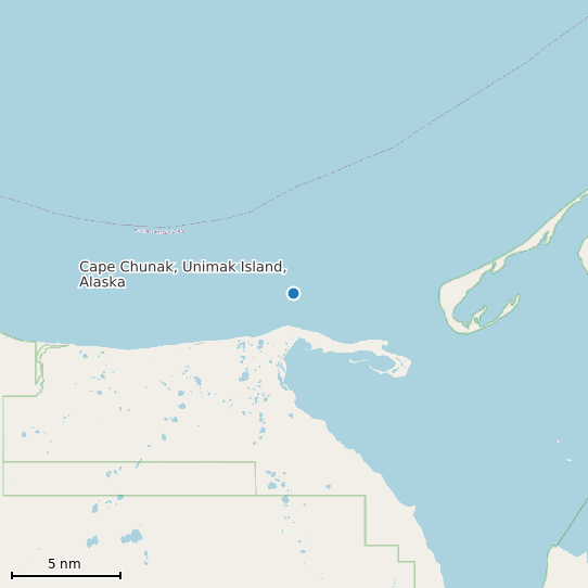 Map of Cape Chunak, Unimak Island, Alaska Tide Prediction Station