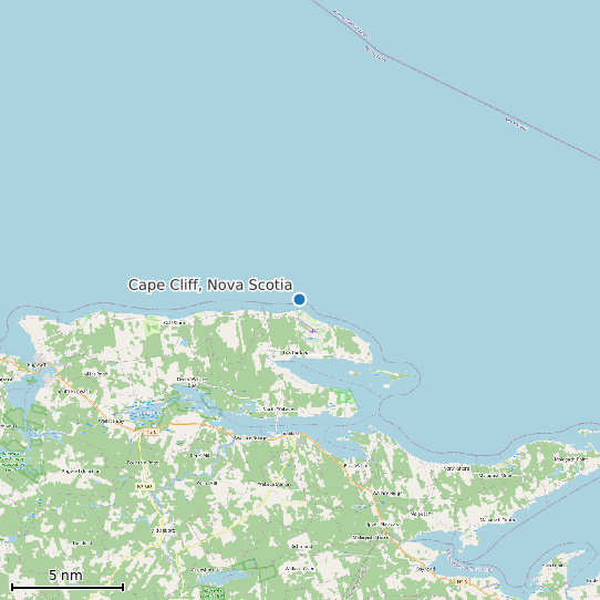 Map of Cape Cliff, Nova Scotia Tide Prediction Station