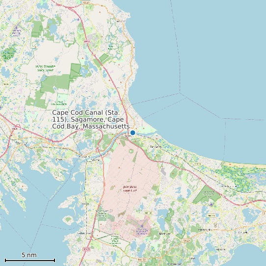 Map of Cape Cod Canal (Sta. 115), Sagamore, Cape Cod Bay, Massachusetts Tide Prediction Station