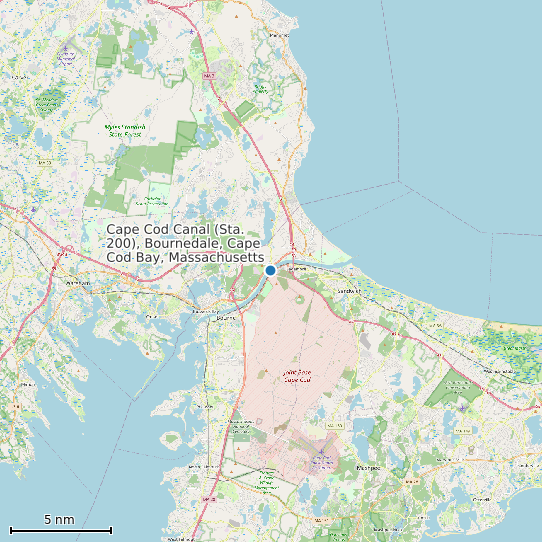 Map of Cape Cod Canal (Sta. 200), Bournedale, Cape Cod Bay, Massachusetts Tide Prediction Station